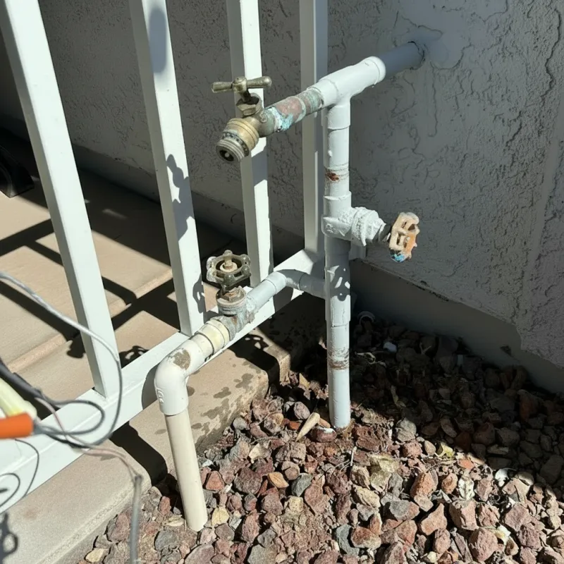 Plumbing maintenance Mesa - outdoor water valves and pipe inspection